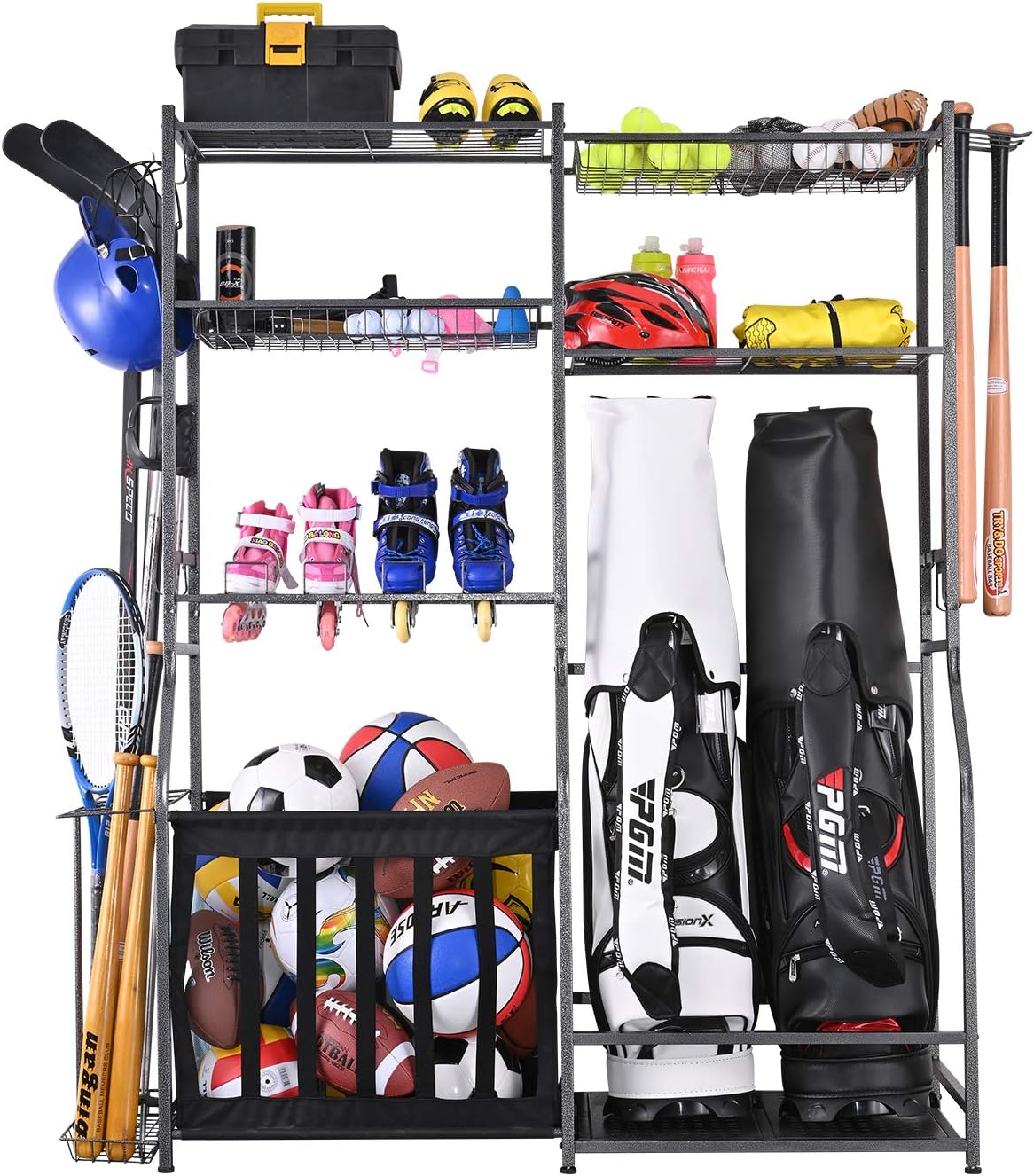 Golf Equipment Organizer For Garage - Suporte de Armazenamento de Equipamentos Esportivos