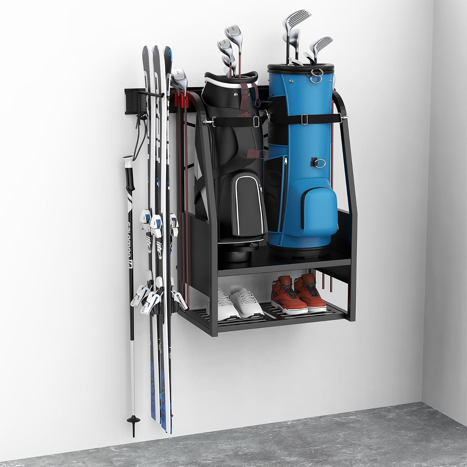 Golf Equipment Organizer For Garage - Organizador de Bolsas de Golfe Montado