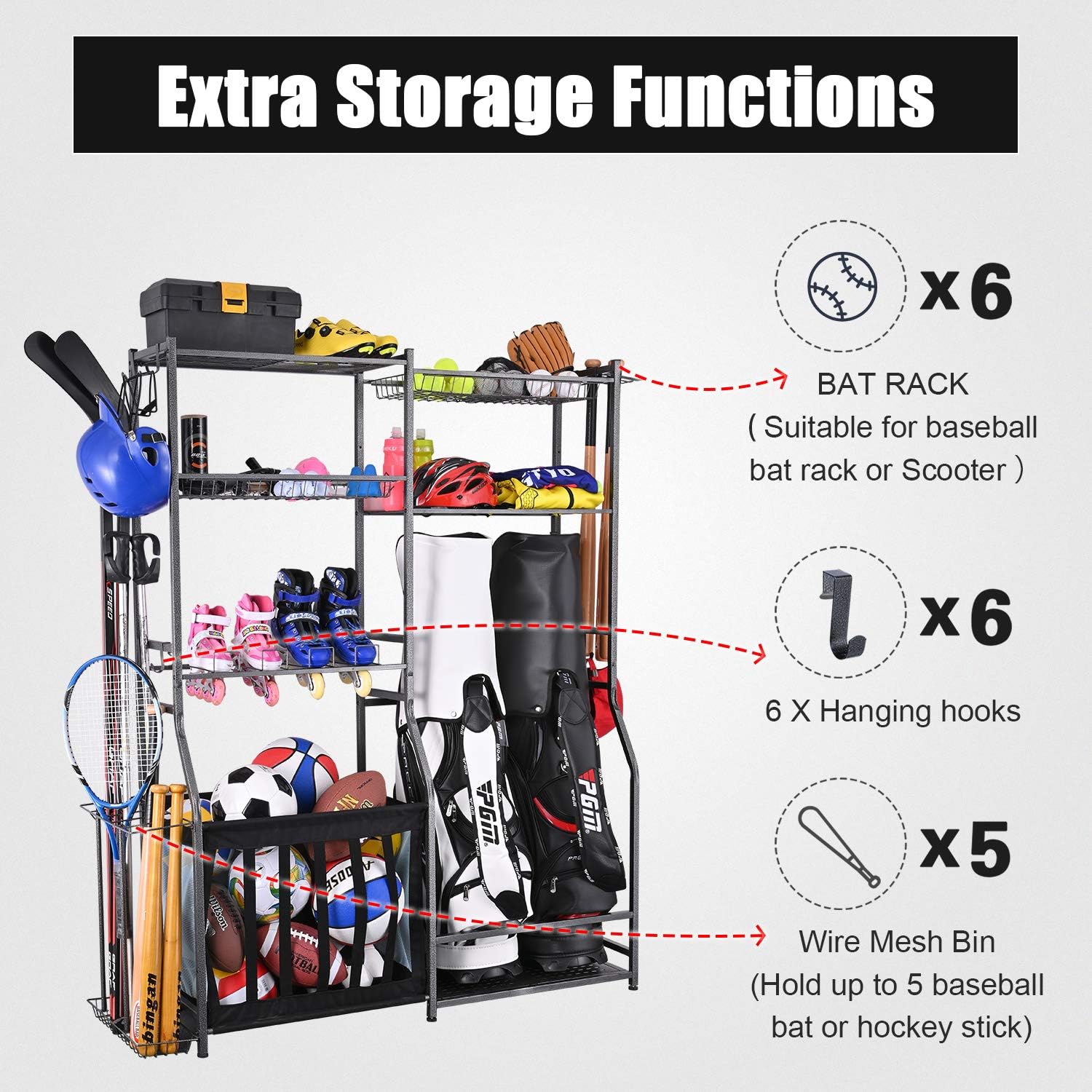 Suporte de Armazenamento de Eq - Golf Equipment Organizer For Garage avaliação e preço