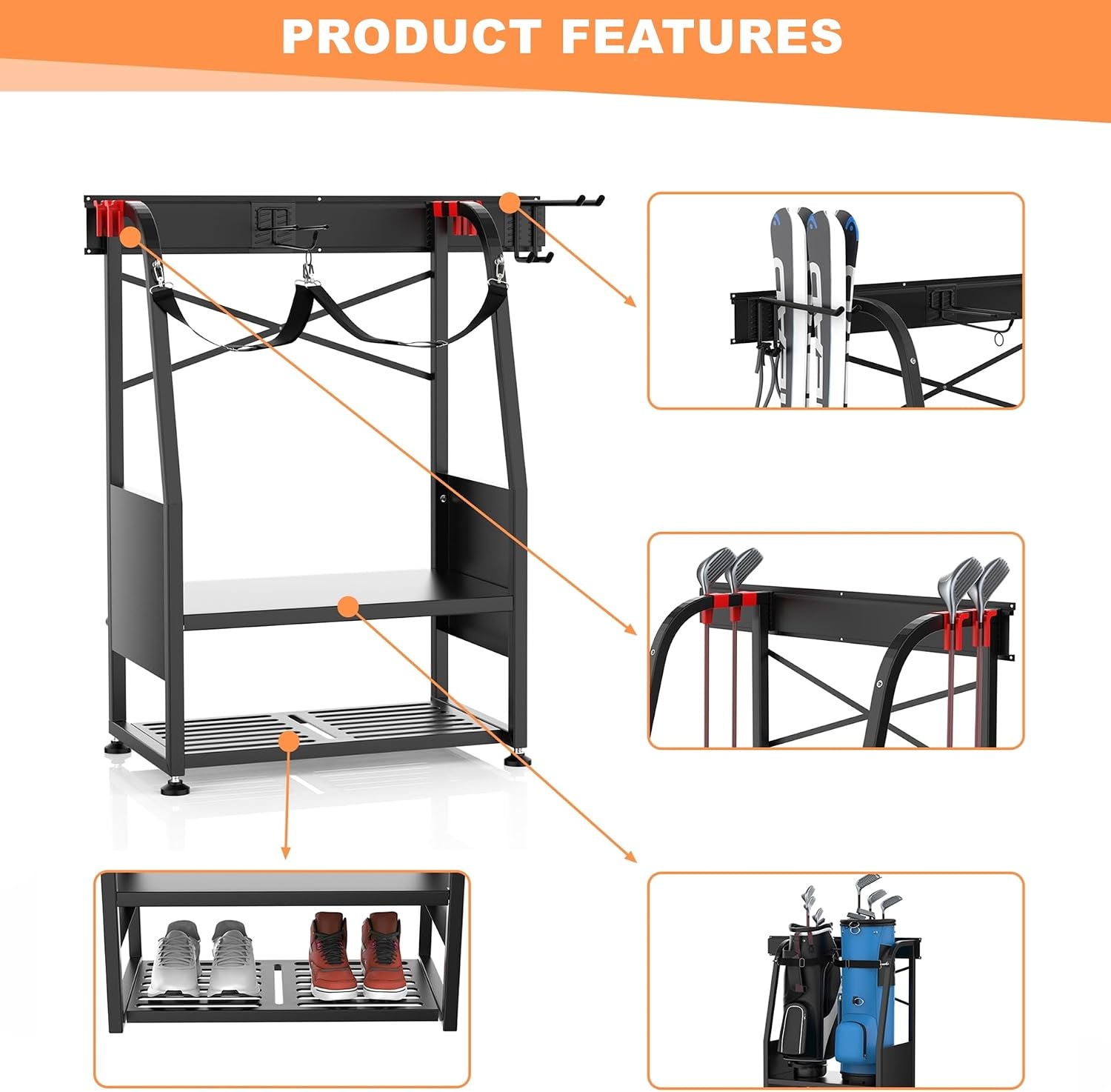 Organizador de Bolsas de Golfe - Golf Equipment Organizer For Garage avaliação e preço