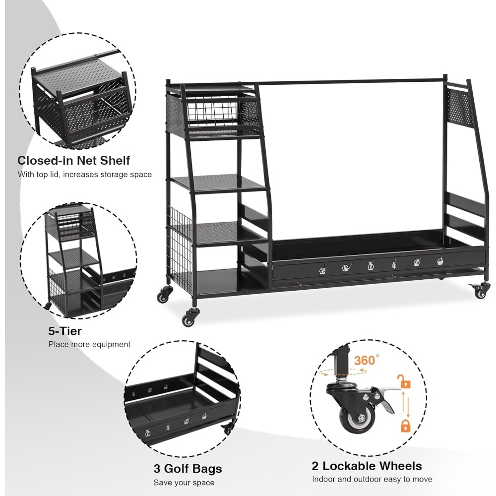 Suporte Organizador para Sacos - Golf Equipment Organizer For Garage avaliação e preço